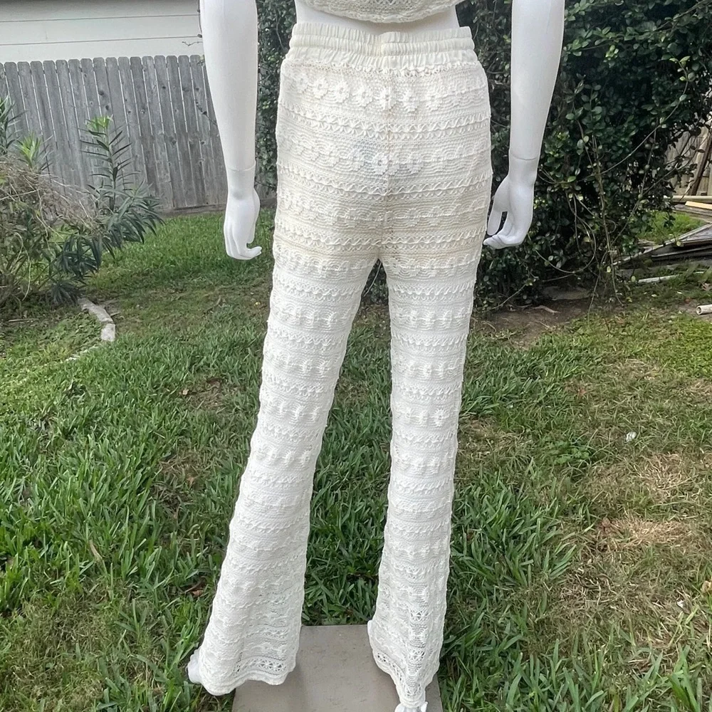 NWT Le Lis Crochet Wide Leg Beach Pool Cover Up Set